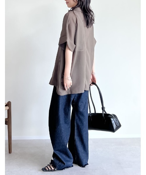 「Re:EDIT」 テーラードジャケット MEDIUM ブラウン レディース_画像3