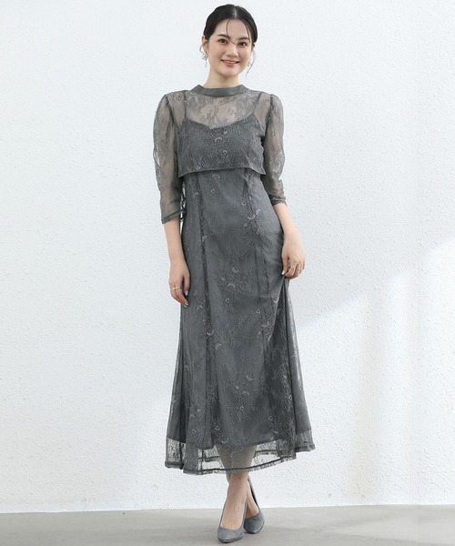 「Cinderella」 コンビワンピース MEDIUM ブルーグレー レディース_画像6