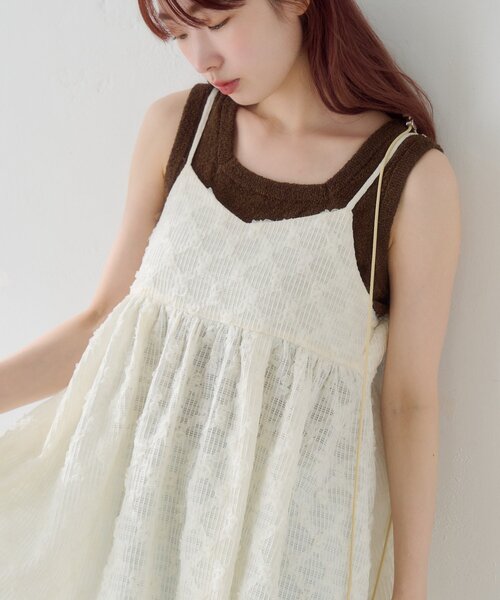 kastane 【新品】フラワーステッチキャミチュニックアイボリー フラワーステッチキャミチュニック（チュニック）｜Kastane（カスタネ