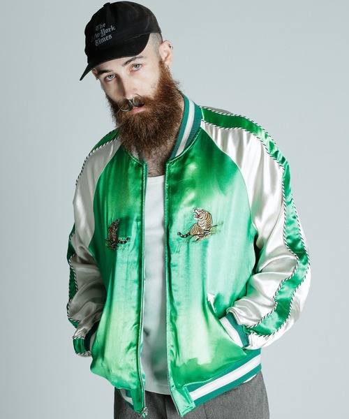 「schott」 スカジャン 2XL グリーン メンズの画像