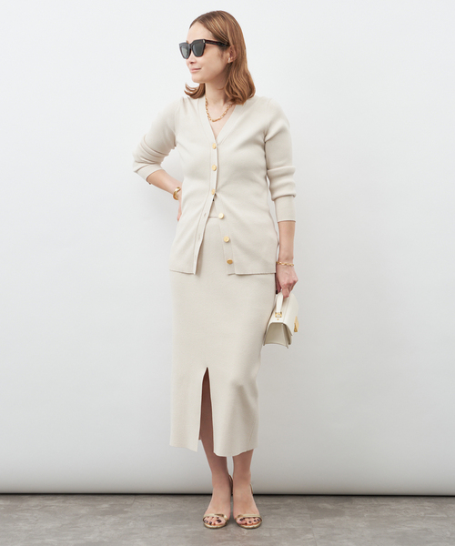 【美品】Deuxieme Classe リブニット タイトスカート アイボリー Deuxieme Classe（ドゥーズィエムクラス） スカート *DINER RIB タイト