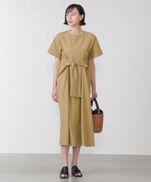 「EPOCA THE SHOP」 半袖ワンピース 38 ブラウン レディース_画像3