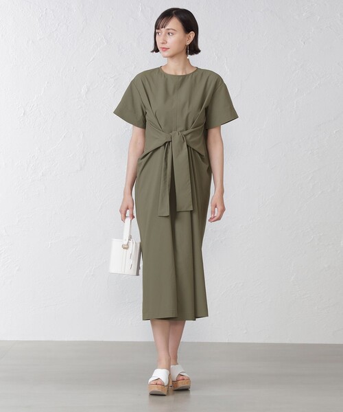 「EPOCA THE SHOP」 半袖ワンピース 38 ブラウン レディース_画像4