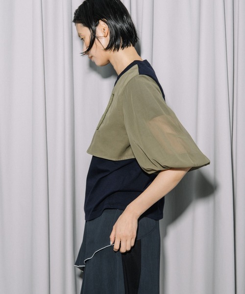 tシャツ ミリタリーデザイントップス レディースの画像