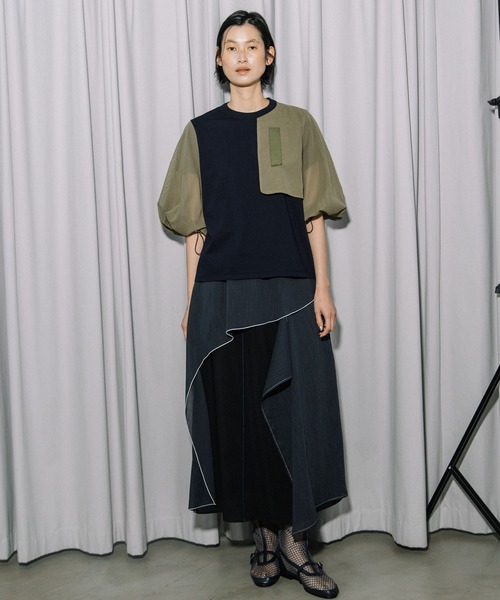 tシャツ ミリタリーデザイントップス レディースの画像