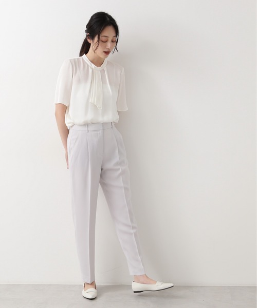 「NATURAL BEAUTY BASIC」 半袖ブラウス SMALL グレイッシュベージュ レディース_画像2