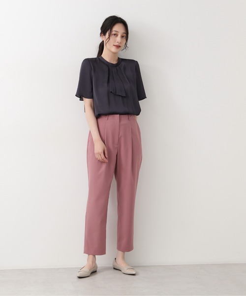 「NATURAL BEAUTY BASIC」 半袖ブラウス SMALL グレイッシュベージュ レディース_画像3