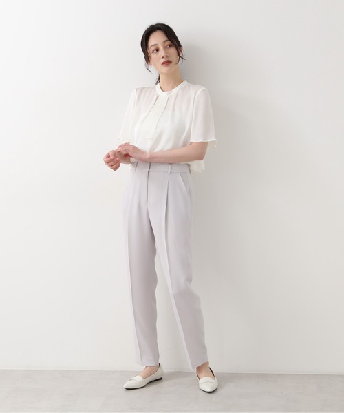 「NATURAL BEAUTY BASIC」 半袖ブラウス SMALL グレイッシュベージュ レディース_画像5