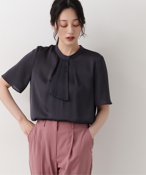 「NATURAL BEAUTY BASIC」 半袖ブラウス SMALL グレイッシュベージュ レディース_画像6