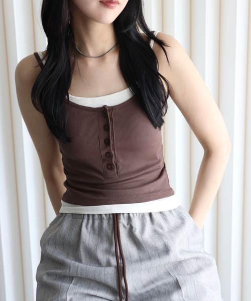 YENNA キャミソール レイヤード風ヘンリーキャミ : ZOZOTOWN Yahoo!店