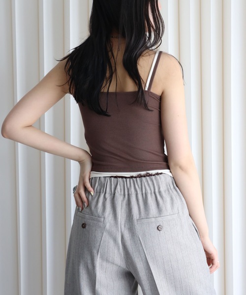 YENNA カップ付き キャミソール レイヤード風ヘンリーキャミ