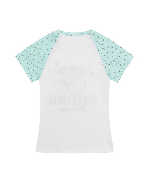 tシャツ 半袖 HOOK for girls パッチ刺繍 ハートロゴ 星柄切替