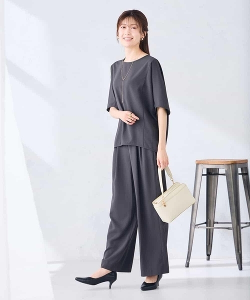 パンツ 2タックワイドパンツ「セットアップ対応」 レディースの画像