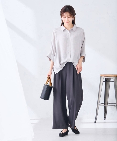 パンツ 2タックワイドパンツ「セットアップ対応」 レディースの画像