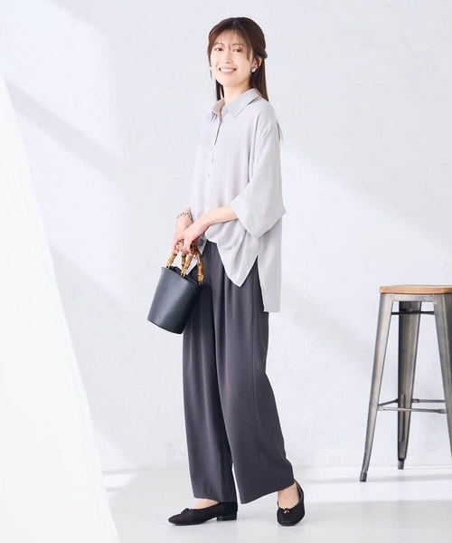パンツ 2タックワイドパンツ「セットアップ対応」 レディースの画像