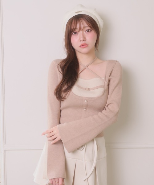 LIP SERVICE（リップサービス） tシャツ バイカラーコルセットニット