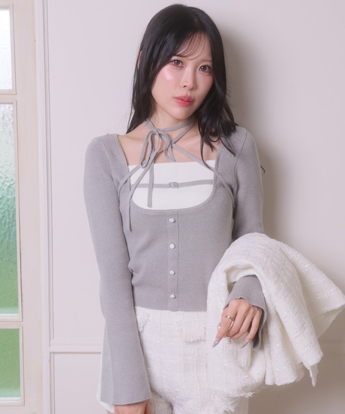 LIP SERVICE トップス LIP SERVICE（リップサービス） tシャツ バイカラーコルセットニット