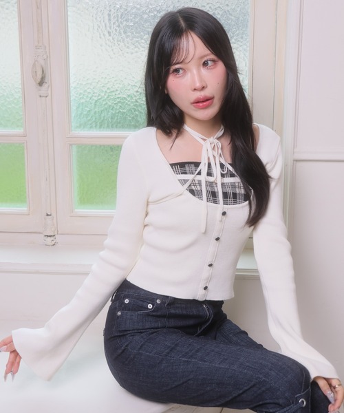 LIP SERVICE（リップサービス） tシャツ バイカラーコルセットニット