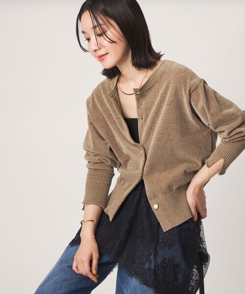 Deuxieme Classeベージュ 長袖 カーディガン MUSE de Deuxieme Classe 「MUSE classe」 ニットカーディガン