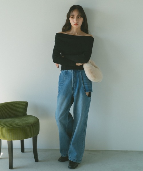 「VANNIE U」 デニムパンツ L ブルー レディース_画像7