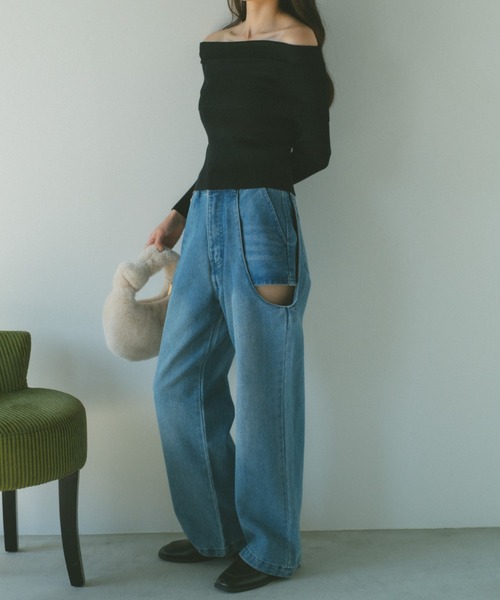 「VANNIE U」 デニムパンツ L ブルー レディース_画像8