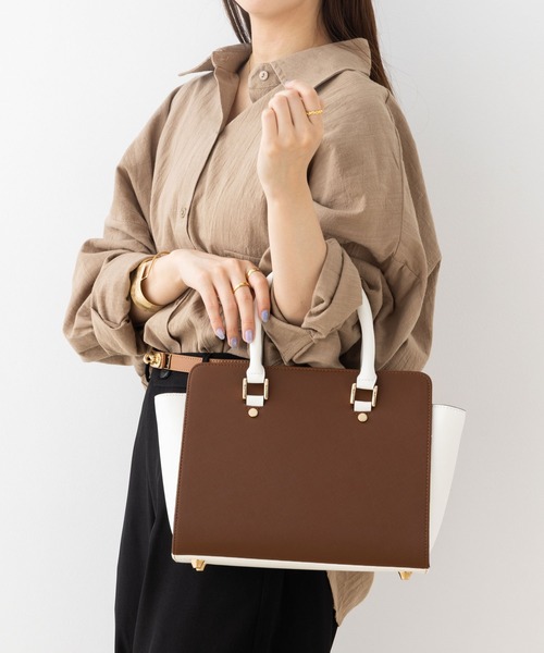 florist ビジネスバッグ 2wayタッセルバッグチャーム付きバイカラー