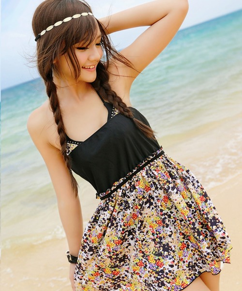 Lace Ladies（レースレディース） 水着 花柄ワンピース付ビジュー