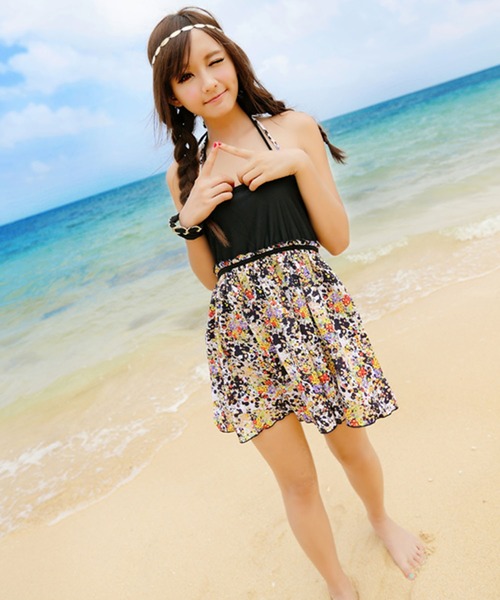 Lace Ladies（レースレディース） 水着 花柄ワンピース付ビジュー