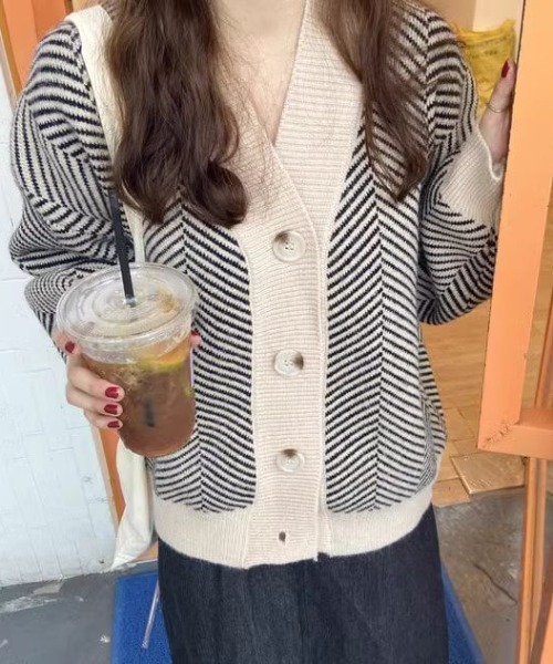 カーディガン シェブロンオーバーサイズニットカーディガン レディース メンズ | LACーVERT | 06