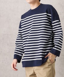 NAVY セーター ニット ボーダークルーネックニット メンズ : ZOZOTOWN