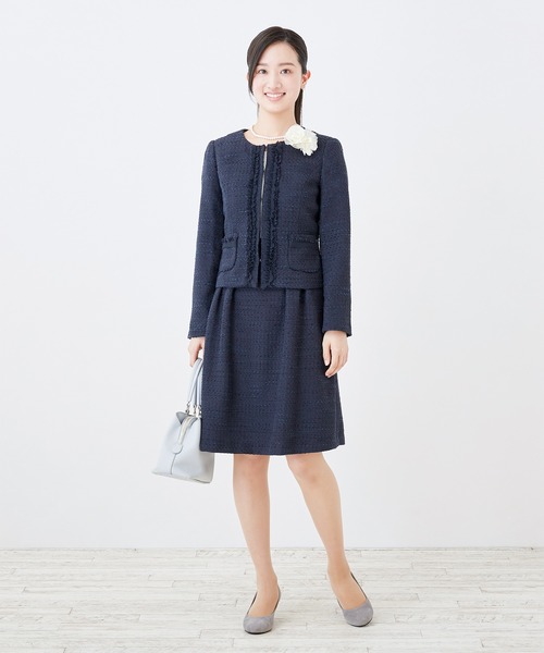 CARETTE セットアップ ミックスツイードジャケットとワンピース