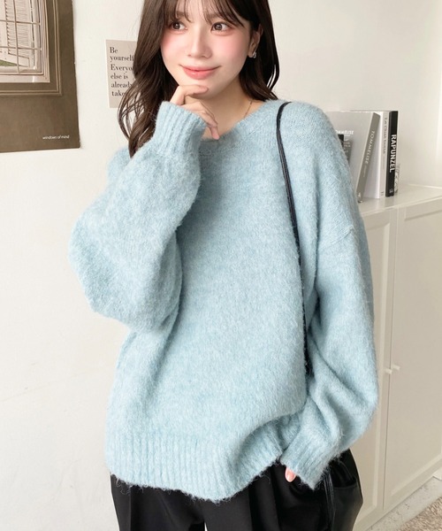 期間限定セール！yuumiARIA☆ニットプルオーバー moment+ ニット セーター ざっくり畦編みMIXヤーンニットプルオーバー