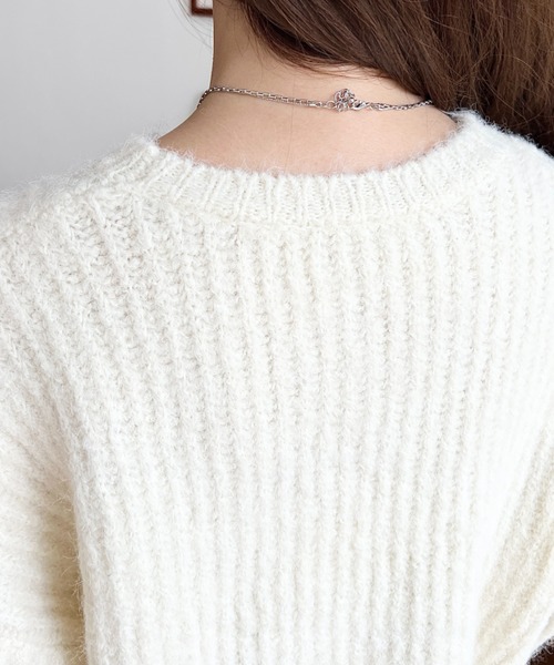 moment+ ニット セーター ざっくり畦編みMIXヤーンニットプルオーバー