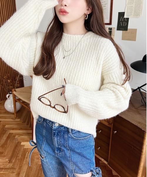 ☆美品☆【定価￥70,400-のセーター❕】HYS♀️～最高峰のプルオーバー❗ moment+ ニット セーター ざっくり畦編みMIXヤーンニットプルオーバー