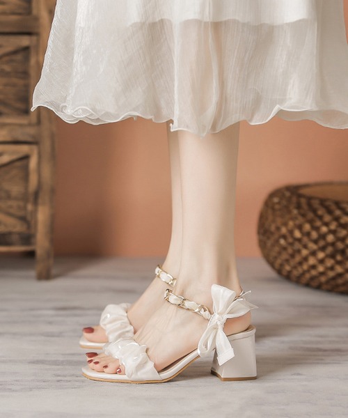 Girly Doll サンダル バックリボンで後ろ姿もキュートに。パール