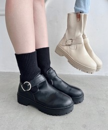 Loueme ブーツ ニットドッキングベルトソックスブーツ レディース