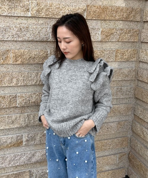 DONOBAN（ドノバン） ニット セーター 2wayブークレショルダーフリル