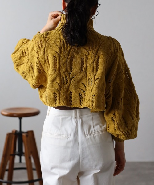 NKNIT 黄色 クロップドニット