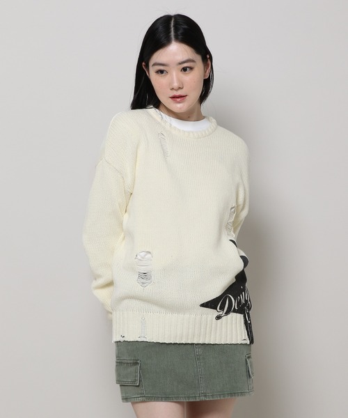 ニット セーター 「UNISEX」CAVISH／ダメージスター ニット　2983372 レディース メンズ Cavish ニット セーター 「UNISEX」CAVISH／ダメージスター