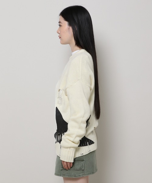 ニット セーター 「UNISEX」CAVISH／ダメージスター ニット　2983372 レディース メンズ Cavish ニット セーター 「UNISEX」CAVISH／ダメージスター