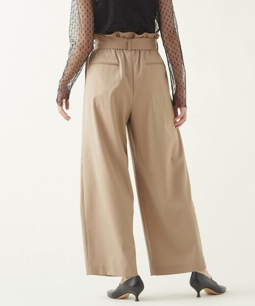 El mar　ベルト付ツイルタックパンツ　ベージュ　M キャナルジーン CANAL JEAN El mar ベルト付ツイルタックパンツ