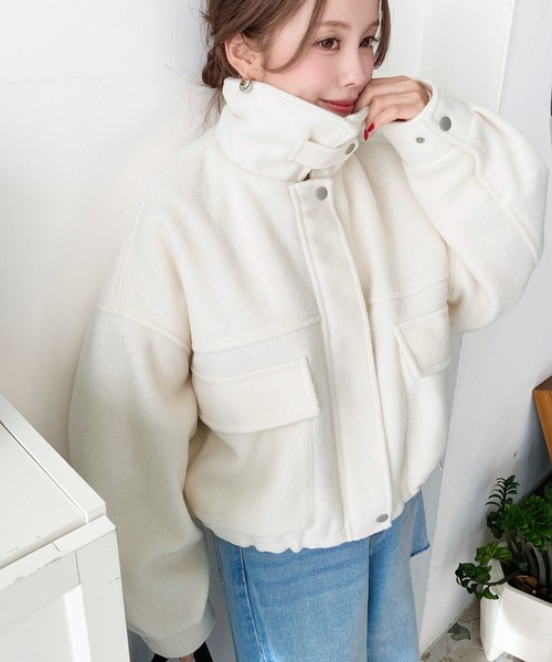 moment+ ミリタリージャケット モッズコート フェイクウールモッサ2WAY