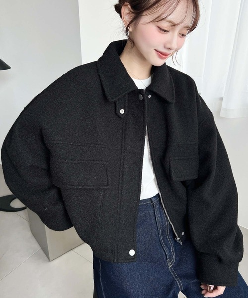 moment+ ミリタリージャケット モッズコート フェイクウールモッサ2WAY