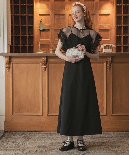 BONLECILL noir ドレス 「BONLECILL noir」フリルチュールドッキング