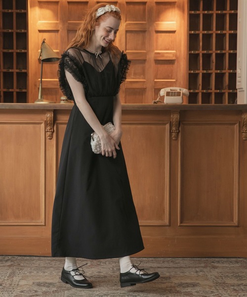 BONLECILL noir ドレス 「BONLECILL noir」フリルチュールドッキング