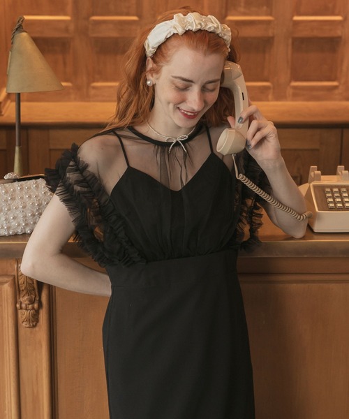 BONLECILL noir ドレス 「BONLECILL noir」フリルチュールドッキング