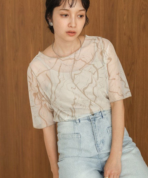 メッシュ ポロカラー シャツ 2色 シアー トップス 韓国 cr3518 tシャツ 「25AWの新色登場!」 上品な透け感がかわいい。シアー