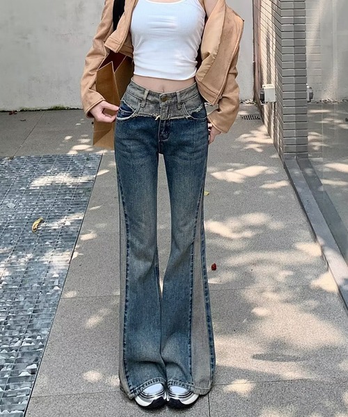 SpRay（スプレイ） ジーンズ デニム デニムパンツ 切替デニムフレア