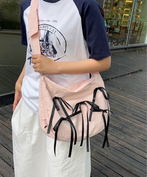 バッグ PINK RIBBON Chick ショルダーバッグ バッグ Ribbon Nylon Shoulder Bag