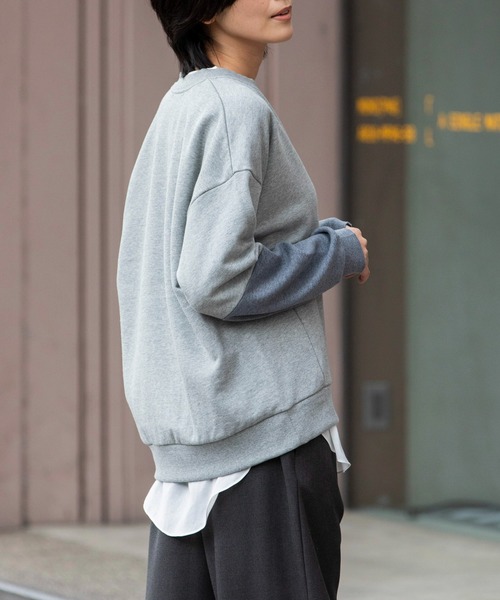 tシャツ フレンチテリー×ニットジャージドッキングプルオーバー レディース Munich tシャツ フレンチテリー×ニットジャージドッキングプル